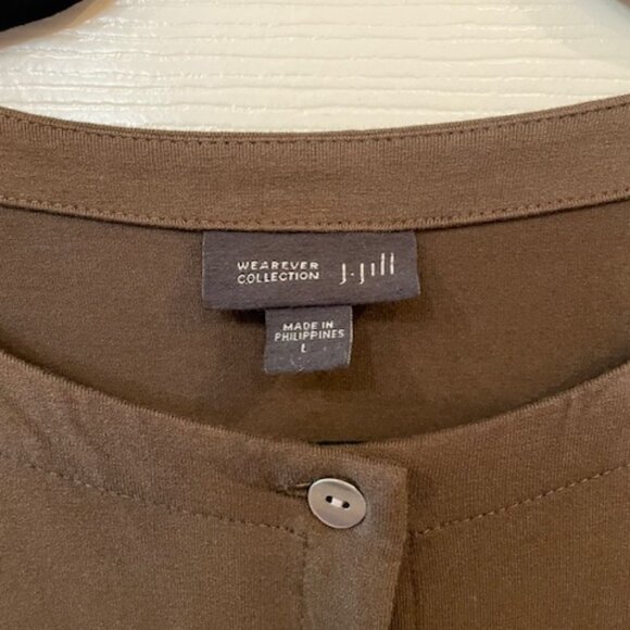 JJill long sleeve, button-front top, sz. Large, Brown and black; Exc. condition - Picture 2 of 3